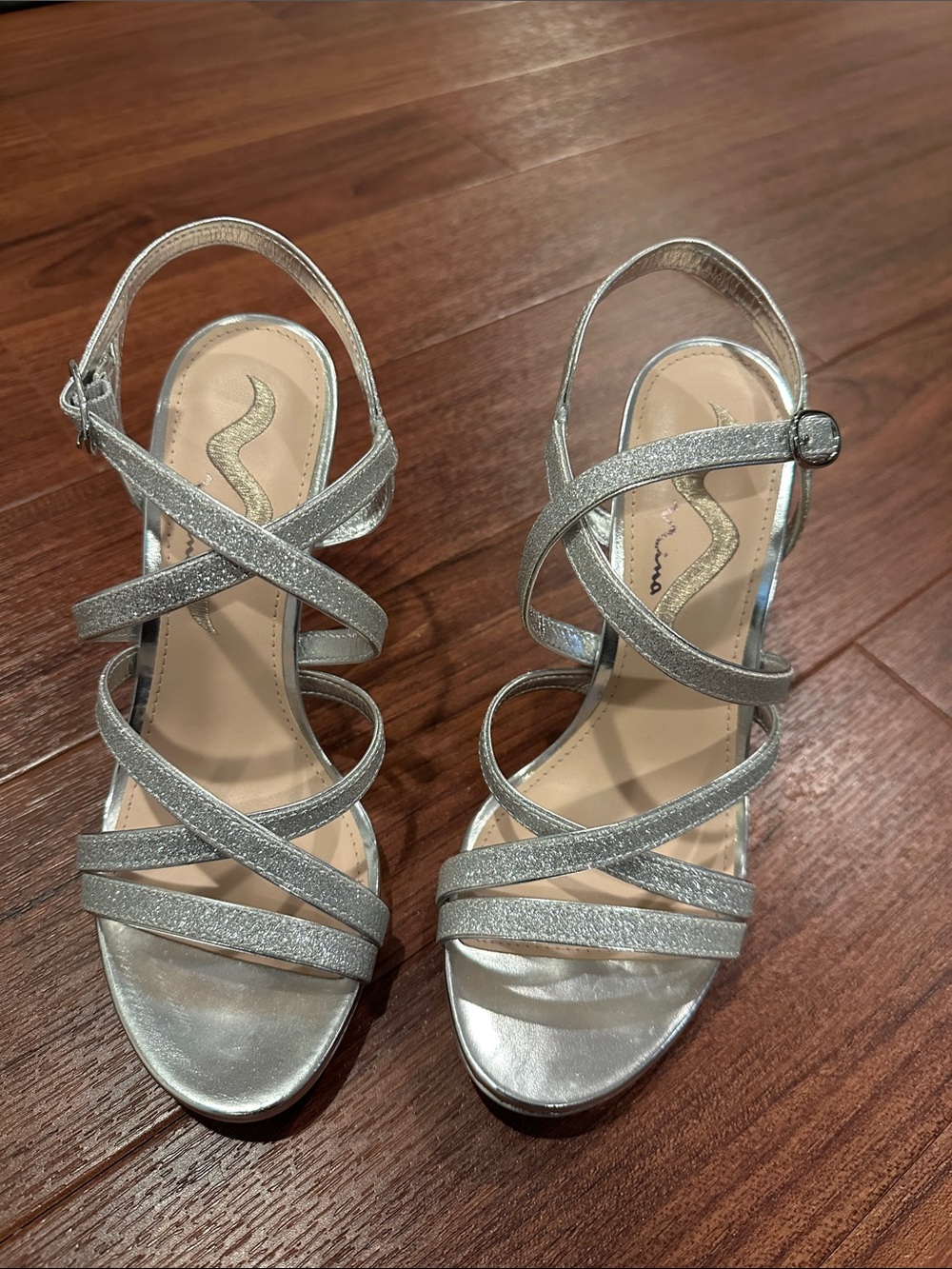 Nina Shoes Silver Glitter Strappy Sandals